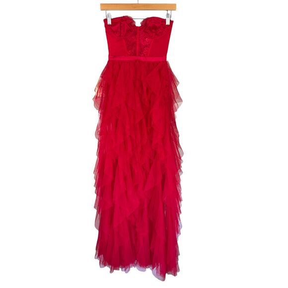 For Love & Lemons Bustier Gown Tulle Dress Red Size XXS NWT - Picture 4 of 12